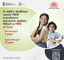 MandatoryBiometricUpdate Always remember to update your child's #Aadhaar biometrics at the age of 5 and 15 years