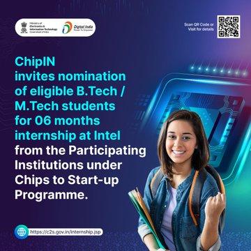 @ChipIN_GoI  invites nominations for a 6-month internship at #Intel from the Participating